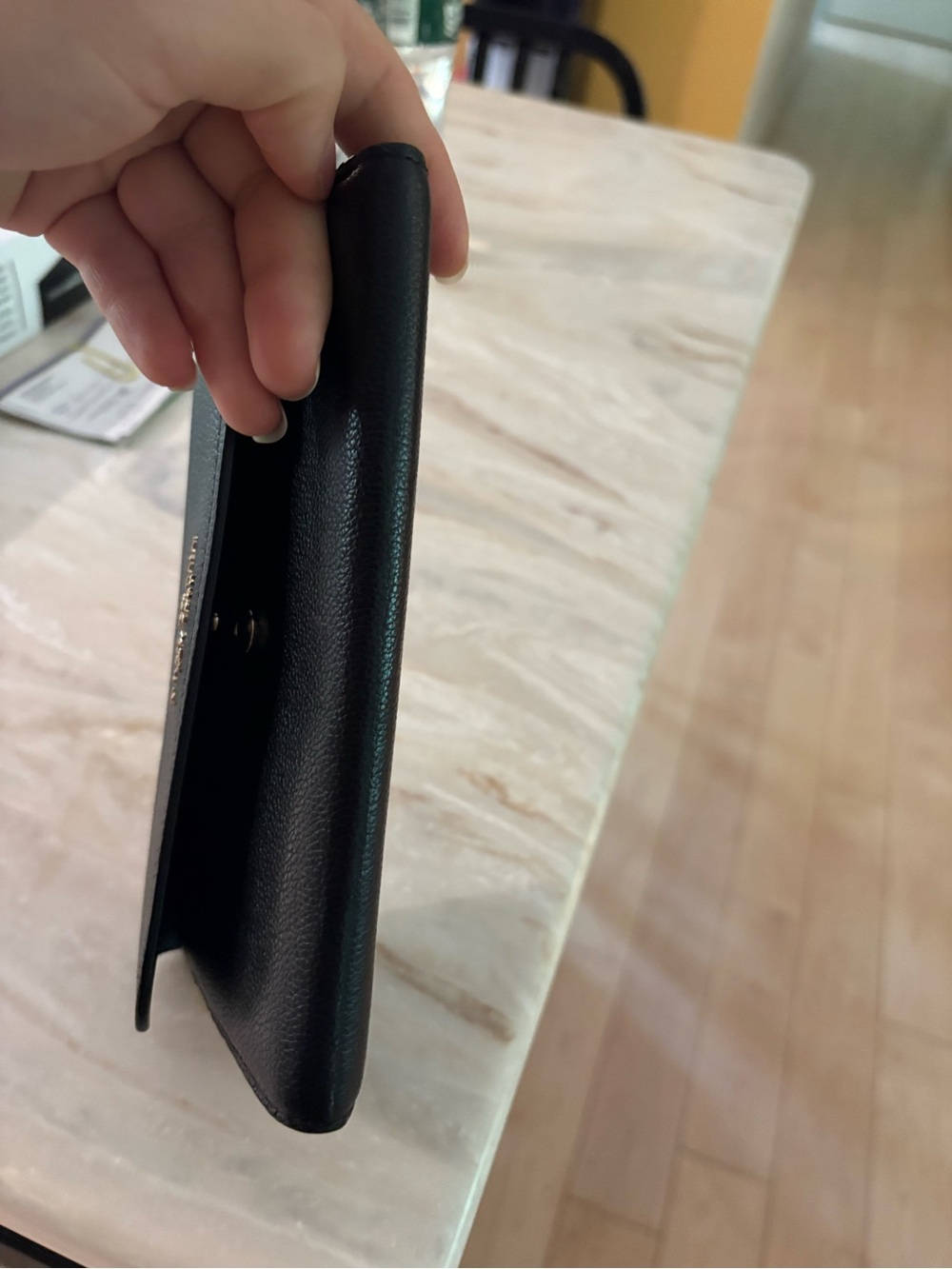kate spade black leather continental wallet with gold logo - Picture 10 of 10
